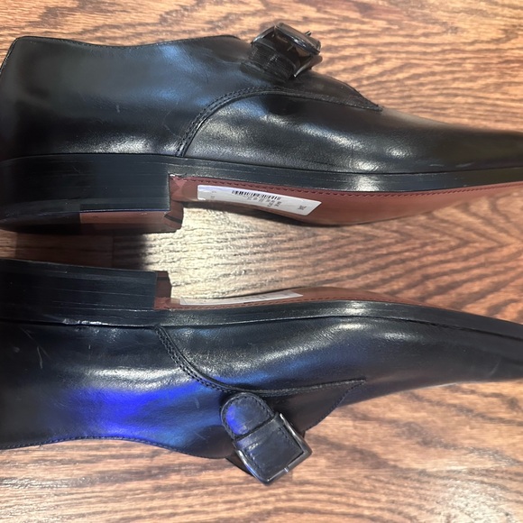 Men’s Saks Fifth Avenue Black Leather Dress Shoes Monk Strap Sz 9 NEW main image 3